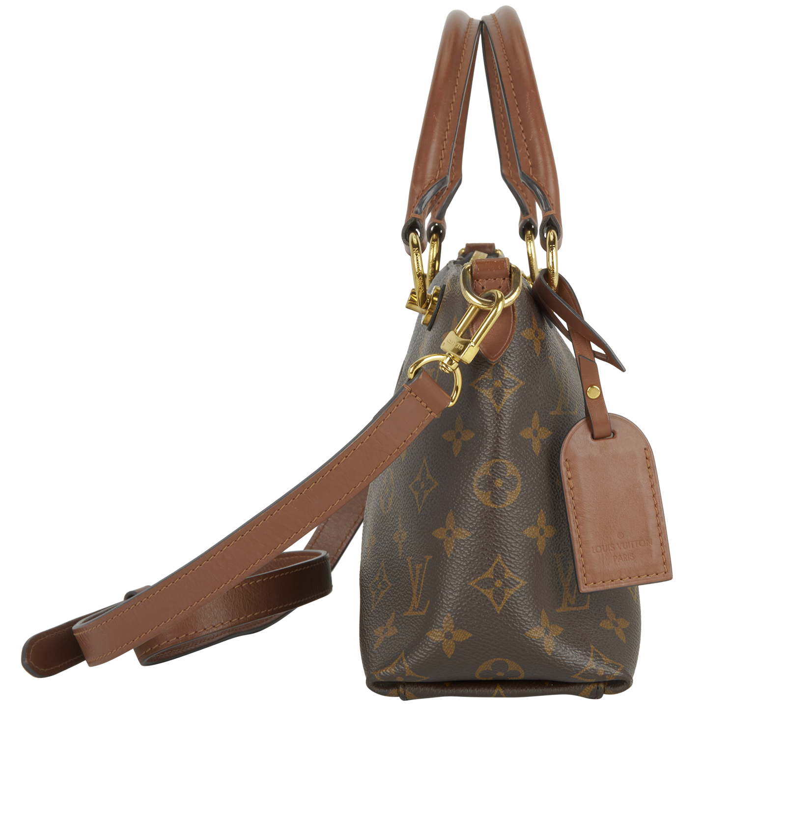 V Tote BB, &pound;1,100, Handbags, Brown, Canvas/Leather, Side view